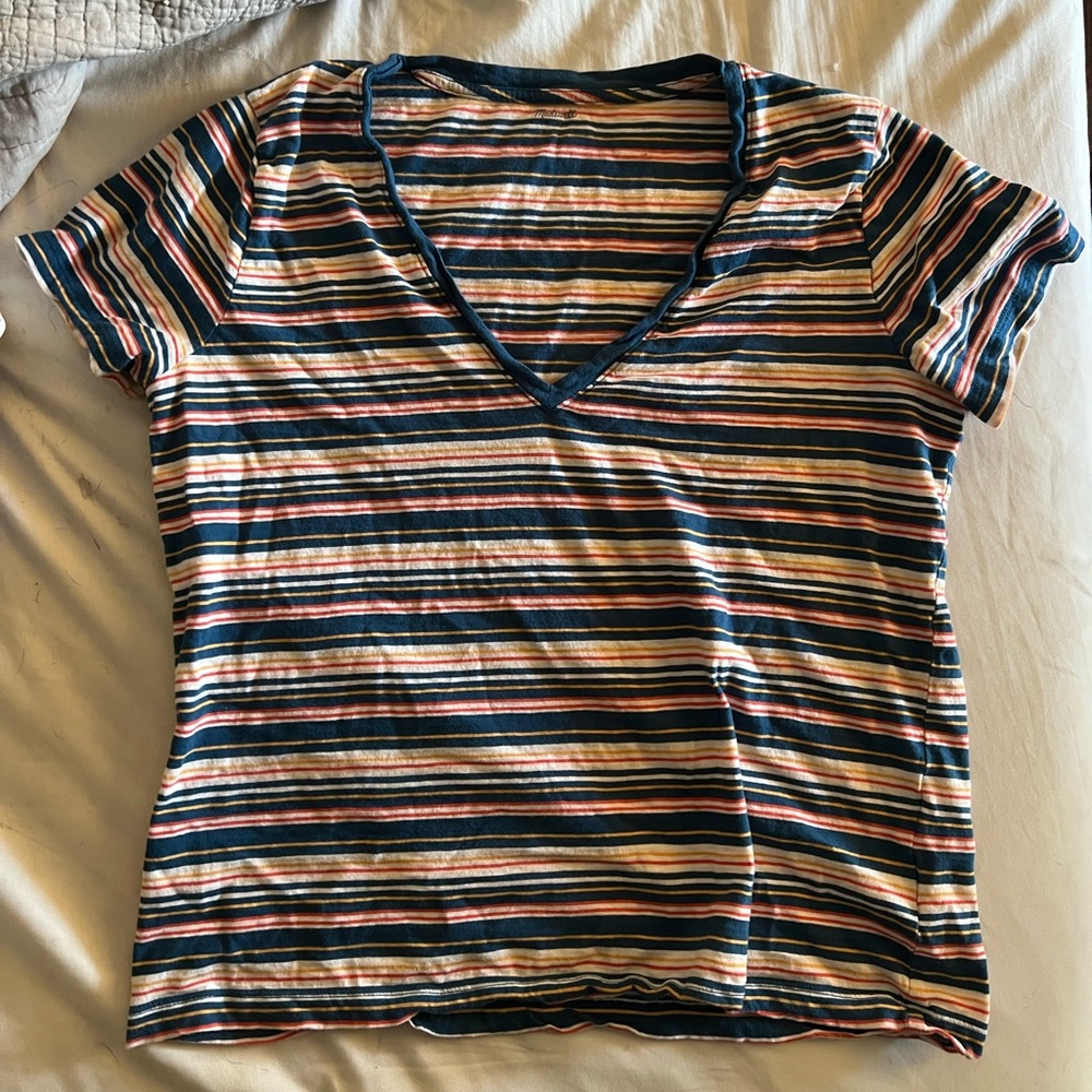 Navy striped Madewell v neck